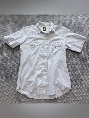 Vintage Karman Western Pearl Snap Short Sleeve Gingham Shirt Est. Size Medium
